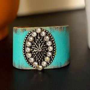 Turquoise Leather Cuff Bracelet
